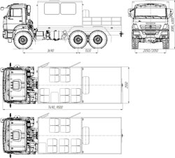 Вахтовый автобус с грузовым отсеком и КМУ