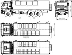 Вахтовый автобус с грузовым отсеком и КМУ