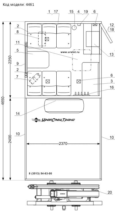 Планировка ГПА Урал 4320-61М с КМУ