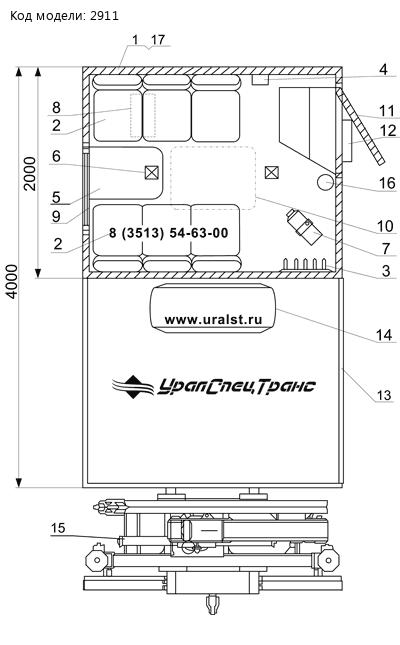 Типовая планировка ГПА Урал 4320 с КМУ ИМ-55