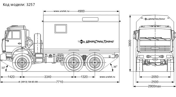 Габаритный чертеж. ТБМ Камаз 5350-42
