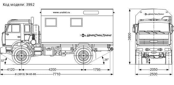 Габаритный чертеж Камаз МРМ 4326
