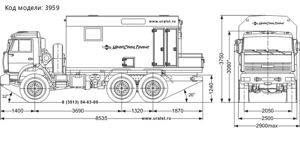 Габаритный чертеж ПАРМ Камаз 43118