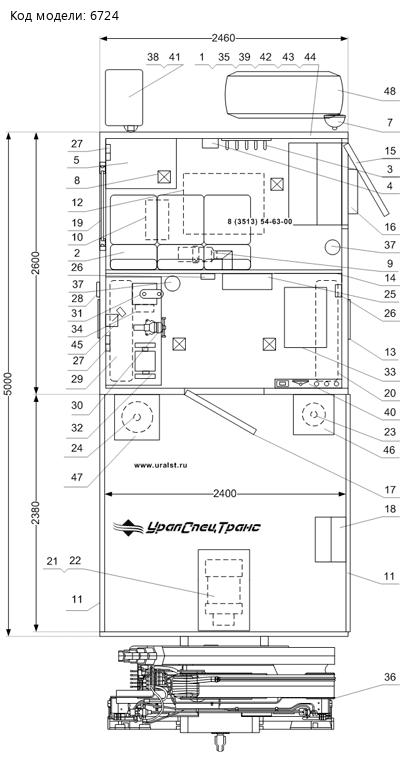 Планировка Урал АНРВ 4320-72М с КМУ