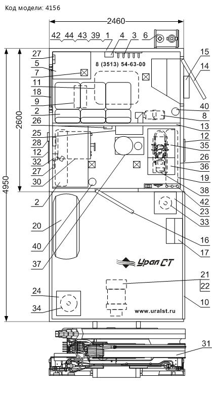 Планировка автофургона Камаз 43118 с манипулятором Palfinger PK-15500А