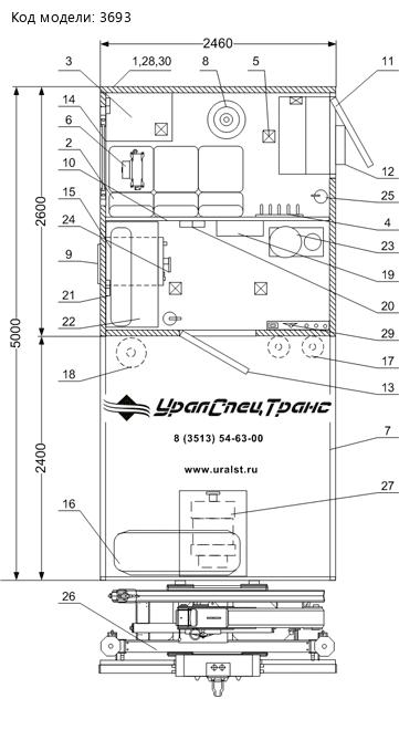 Планировка АРОК с КМУ ИМ-55 УСТ 5453 Камаз 43118-3027-50