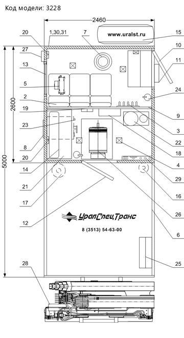 Планировка АРОК Урал 4320-82М с КМУ