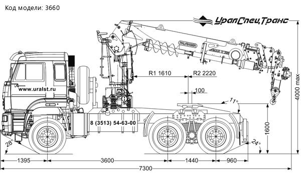 Седельный тягач с КМУ ИТ-200 (тросовый, люлька, бур) УСТ 5453 Камаз 65225-53