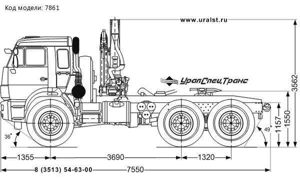 Седельный тягач Камаз 53504-46 с краном-манипулятором ИМ-150N