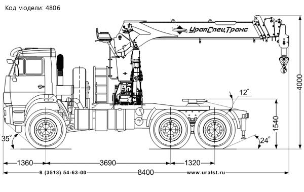 Седельный тягач с КМУ ИТ-200 (тросовый, люлька) УСТ 5453 Камаз 43118 