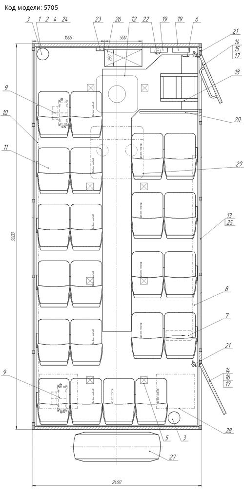 Планировка вахтового автобуса Камаз 43502-66