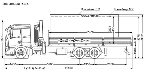 Контейнеровоз бортовой  Mercedes-Benz Аctros 2632L c КМУ РК 23500