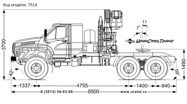 Седельный тягач с КМУ ИМ-180 УСТ 5453PU Урал 4320-74Е5 NEXT