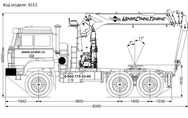 Седельный тягач с КМУ ИТ-200 (тросовый, люлькой) УСТ 5453 Урал 44202-82Е5