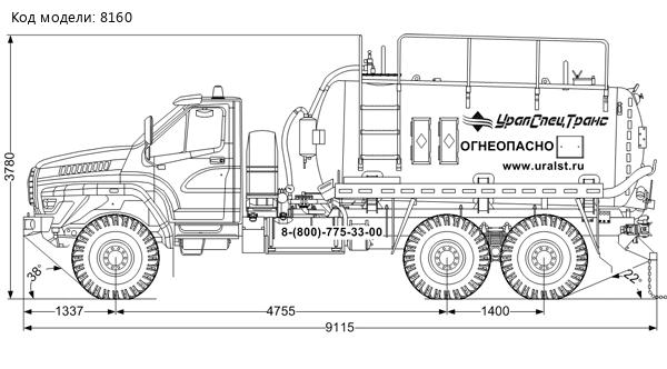 Нефтепромысловая автоцистерна АКН-10 КО УСТ 5453 на шасси Урал NEXT 4320