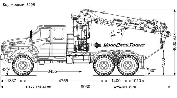 Седельный тягач с КМУ ИТ-200 (тросовый, люлька, бур) УСТ 5453 Урал NEXT 4320-6981-74, сдв. к.