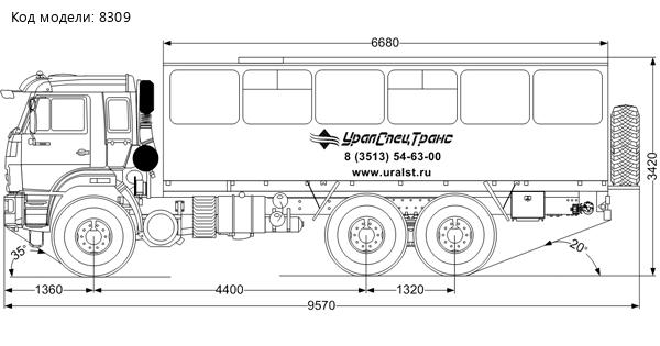 Автобус вахтовый 28+2 комфорт УСТ 5453 Камаз 43118-RR, сп.м