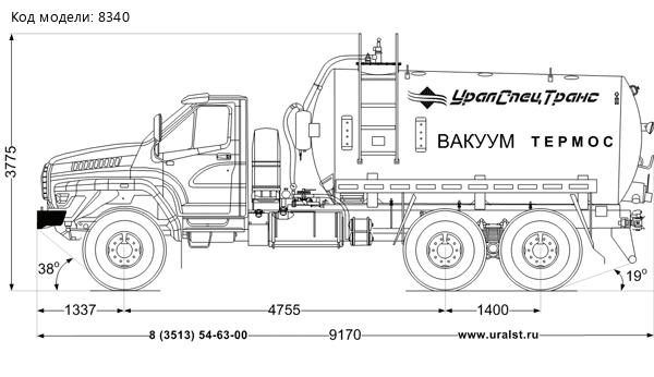 Вакуумная машина МВ-10ТО КО УСТ 5453 Урал 4320-1951-72 NEXT нерж