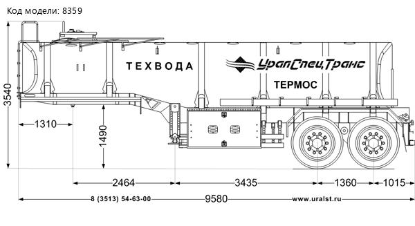 Полуприцеп цистерна для технической воды ППЦТВ 20Т-21 УСТ 9465 рамная, термос, мотопомпа 