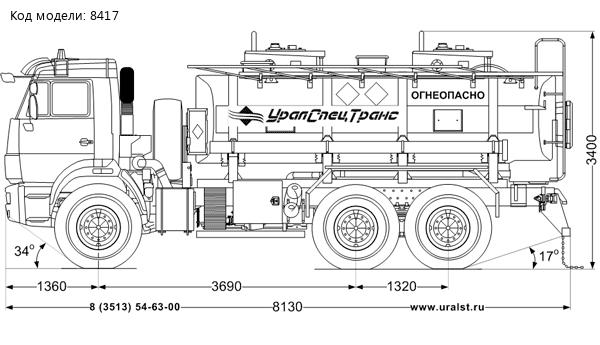 Автотопливозаправщик АТЗ-11-2 УСТ 5453 Камаз 43118-50, задний УВТ