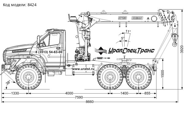 Седельный тягач с КМУ ИТ-150 (тросовый) УСТ 54532H Урал 44202-74 NEXT