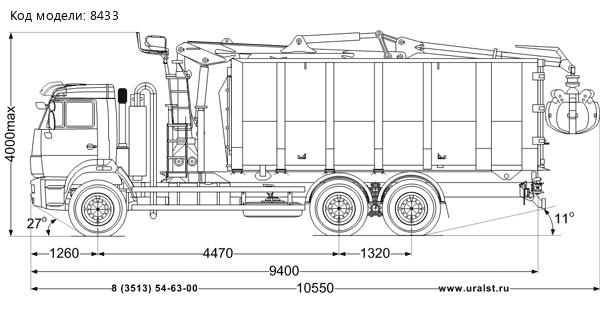 Автомобиль самосвал с КМУ VM10L74М (ломовоз) УСТ 5453 КАМАЗ 65115-50