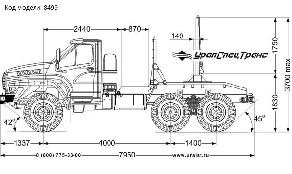 Лесовоз с местом под КМУ УСТ 5453 Урал NEXT 5557-6151-72