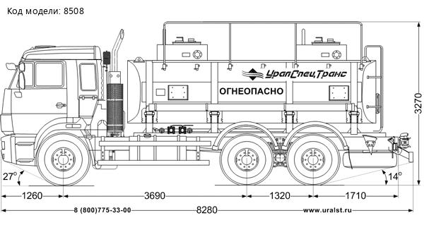 Автоцистерна для ГСМ АЦ-11-2Б УСТ 5453 Камаз 65115-48(А5) 