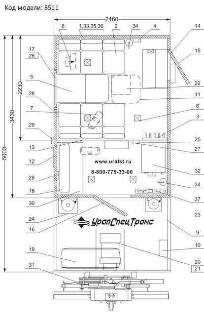 Планировка ПАРМ с КМУ ИМ-25 УСТ 5453AB-11 Камаз 43118