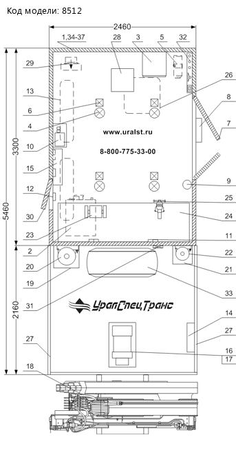 Планировка ПАРМ с КМУ ИМ-95 5453ZH-07 Урал 4320-72Е5Г38 NEXT