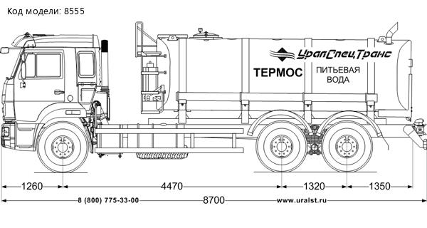 Автоцистерна АЦПТ-10НО УСТ 5453 Камаз 65115-50 насос, обогрев