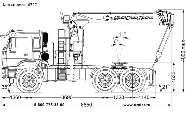 Седельный тягач с КМУ KS-2056 УСТ 5453 Камаз-43118-50 сп.м