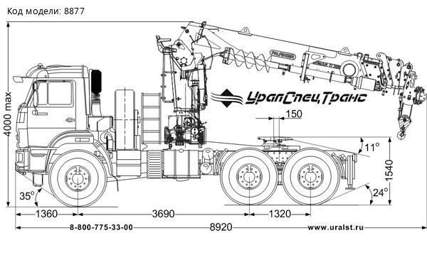 Седельный тягач с КМУ ИТ-200 (тросовый, люлька, бур) УСТ 5453 Камаз 43118