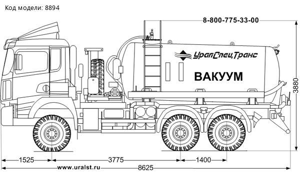 МВ-10 КО-505 УСТ 5453 SHACMAN SX42586V385 6х6, шины 315/80 R22.5, ревизионный люк КБ 3775 мм