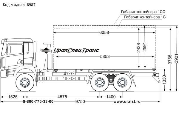 Контейнеровоз УСТ 5453 SHACMAN SX32586V384 6х4, база 4575мм (без бортов)