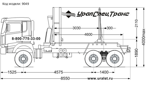 Лесовоз УСТ 5453 SHACMAN SX32586V385 (6х6), КБ 4575