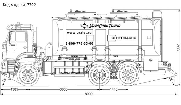 АТЗ-20-2 УСТ 5453 Камаз 6522-3010-53 доработка под ДОПОГ