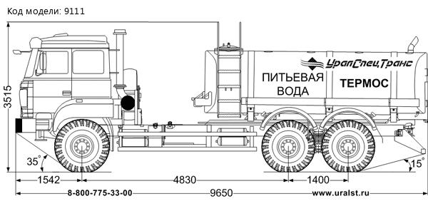 Автоцистерна для питьевой воды АЦПТ-10НО УСТ 5453 Урал 4320-4971-58 сп.м. Евро-2 насос, обогрев