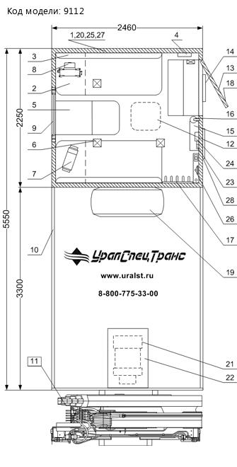 Планировка ГПА с КМУ ИМ-95 УСТ 5453 Урал 4320-4971-80 сп.м