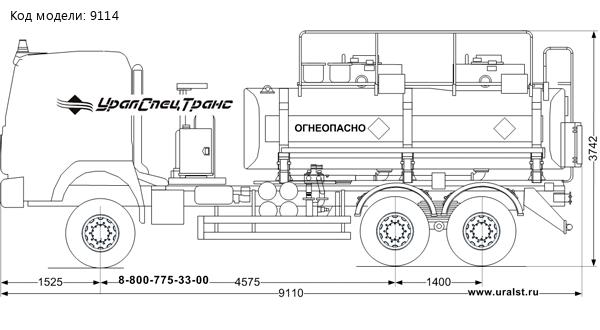  АТЗ-11-2Б УВТ-25, УСТ 5453 SHACMAN (ШАКМАН) SX32586V385 6х6, 14R20, КБ 4575мм.