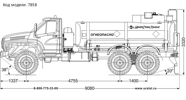 Автотопливозаправщик АТЗ-11Б УСТ 5453 Урал NEXT 4320-6951-72 доработка под ДОПОГ