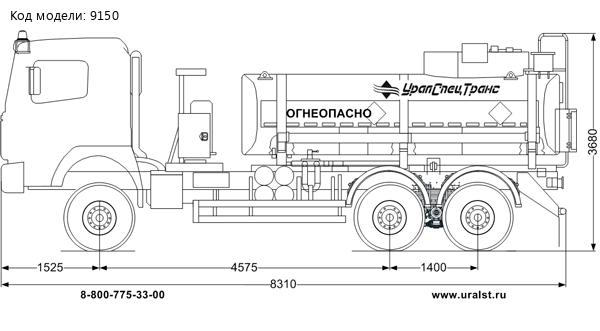  АТЗ-11Б УВТ-25, УСТ 5453 SHACMAN (ШАКМАН) SX32586V385 6х6, 14R20, КБ 4575мм.