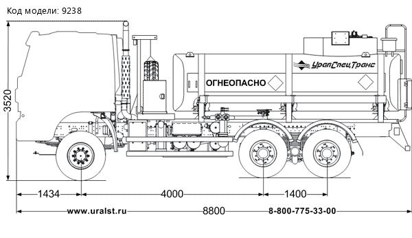 Автотопливозаправщик АТЗ 11Б УСТ 5453 АМТ N.V. 632910 (6х6) ДОПОГ