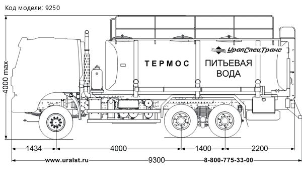 Автоцистерна для питьевой воды АЦПТ-14-3Н УСТ 5453 АМТ N.V. 632910 (6х6)