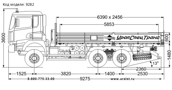 Бортовой контейнеровоз УСТ 5453 SHACMAN (ШАКМАН) SX32586V385 (6х6), база 3775мм ДОПОГ