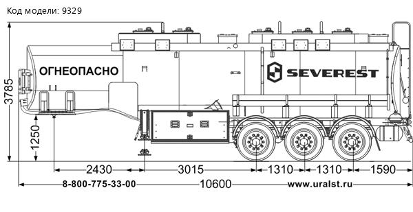 Полуприцеп-цистерна ППЦ 30К-32Л-5 SEVEREST высота ССУ 1250 мм