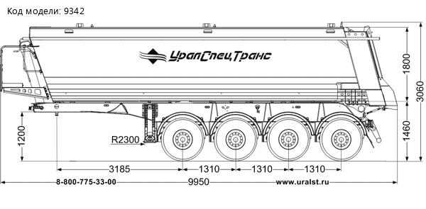 Полуприцеп самосвал ППС 34-42ЛЛ SEVEREST высота ССУ 1200 мм