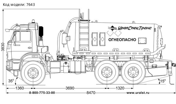 Автоцистерна нефтепромысловая АКН-10 КО-505 УСТ 5453 Камаз 43118, доработка под ДОПОГ, УВЭОС