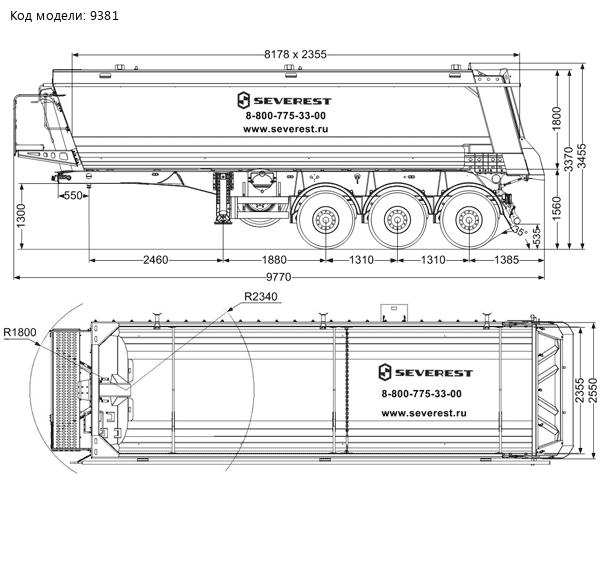 Самосвальный полуприцеп ППС 34-32Л BPW SEVEREST высота ССУ 1300 мм, базовая комплектация