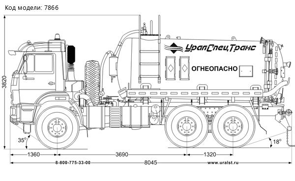 Автоцистерна вакуумная нефтепромысловая АКН-10-ОД КО УСТ 5453 Камаз 43118